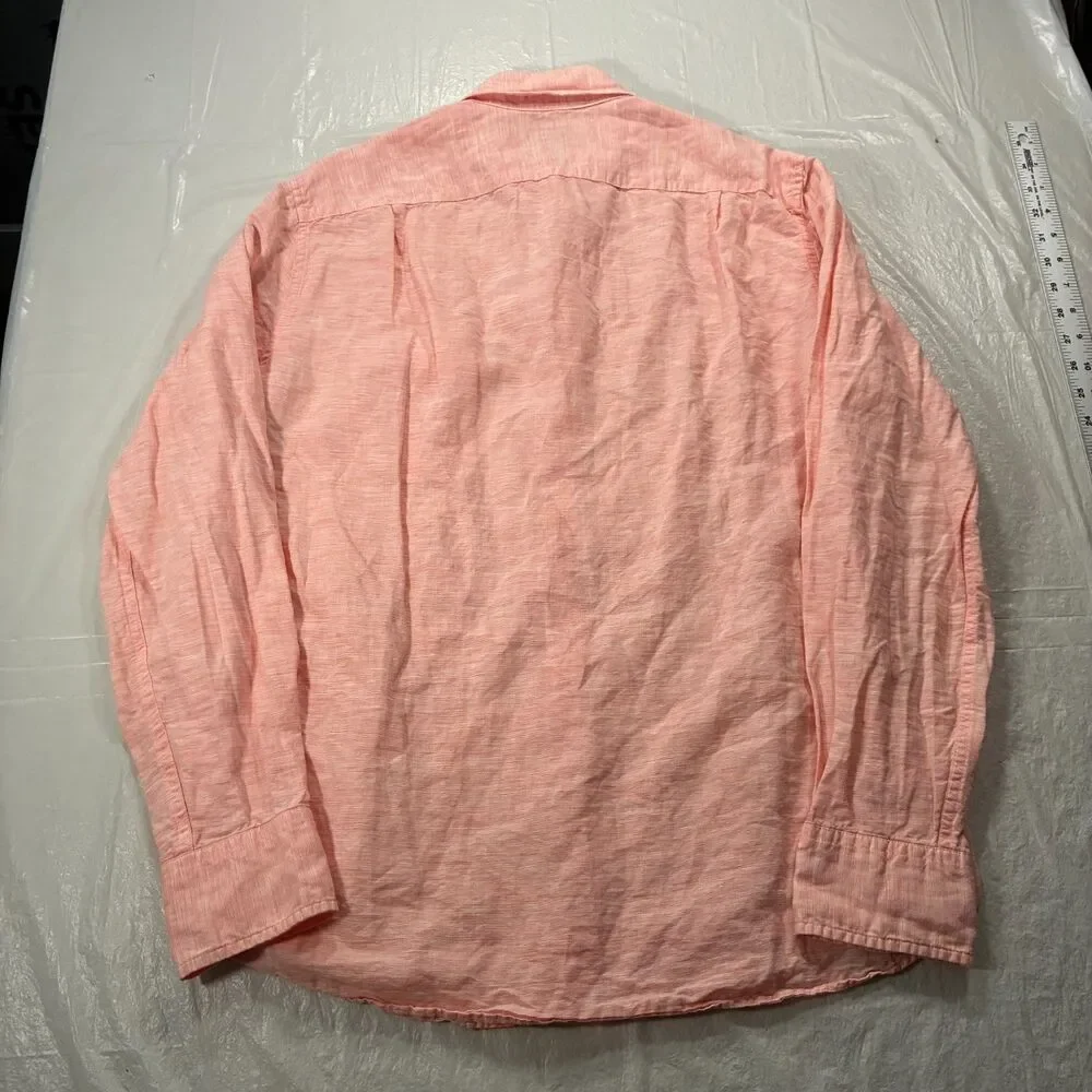 J.Crew Baird McNutt Irish Linen Shirt Mens Med Slim Salmon Pink Button Down